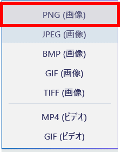 ファイル形式　PNGを選択