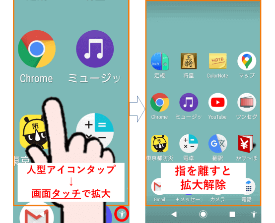 画面タッチで拡大したところ