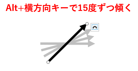 Altと横方向キーで角度を変えたところ