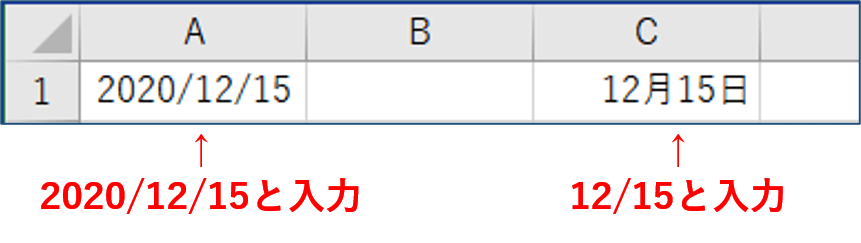 西暦付きと西暦のない日付を入力したところ