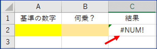 参照セルが空白の状態で式を入れたためエラーになった