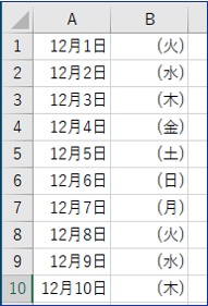 （）括弧つきの曜日