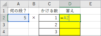 =A2まで入力したところ