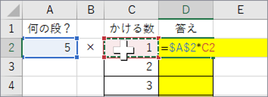 かけ算の残りの式を入力したところ