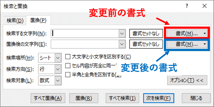 書式ボタンの位置