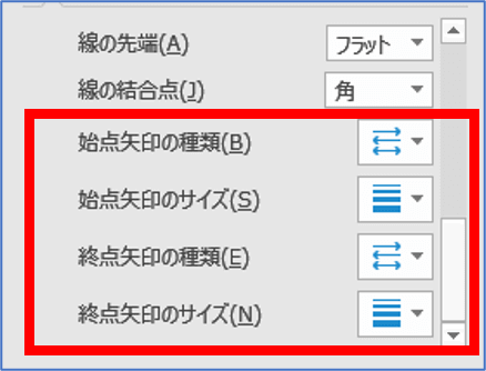 矢印の設定箇所