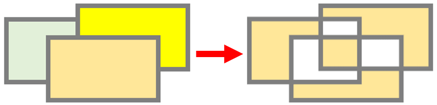 図形を３つ重ねて型抜き/合成を行ったところ