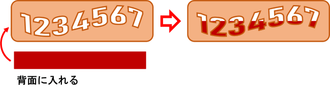 切り抜いた文字の背後に図形を重ねる