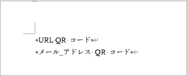 2つのQRコードフィールドを挿入したところ