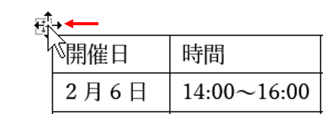 移動ハンドル上のポインターの変化