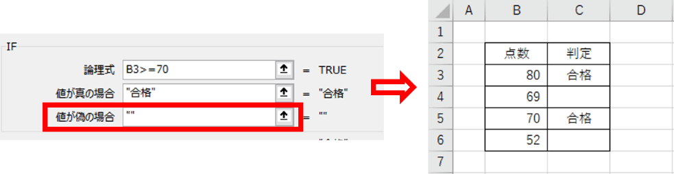 偽の場合を空白にする設定