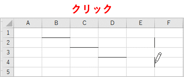 クリックでひとつずつ線を引くところ