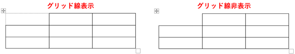 グリッド線表示と非表示の比較