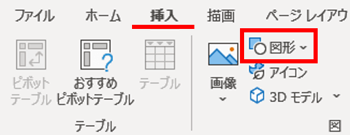 挿入タブ　図形