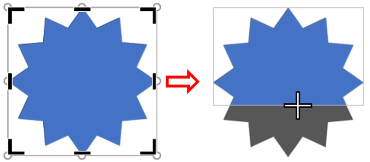 貼り付けした図をトリミングするところ