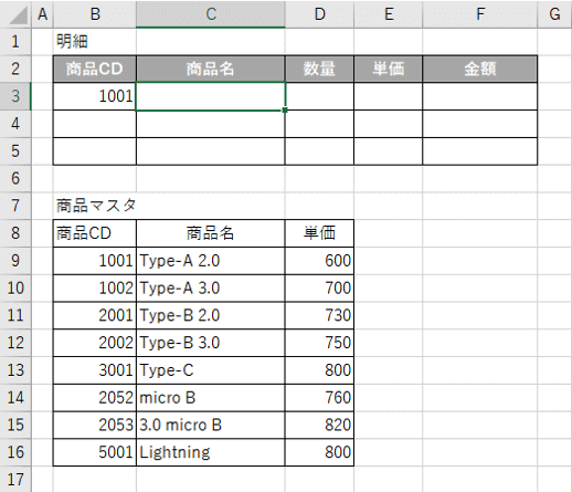 サンプル表