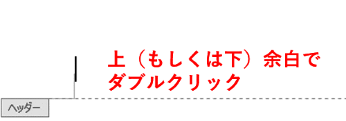 上余白をダブルクリックしてヘッダー編集モードにしたところ