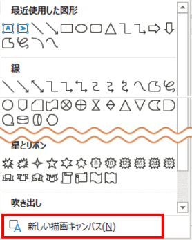 図形の一覧　描画キャンバス