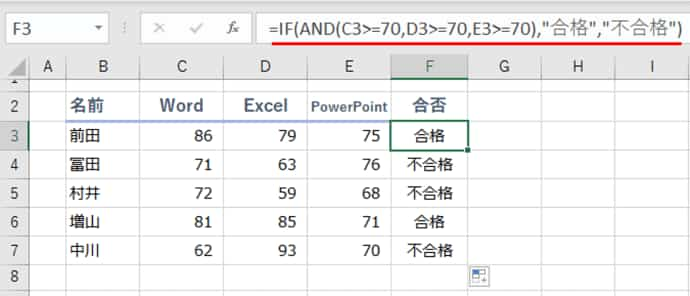 合否判定結果