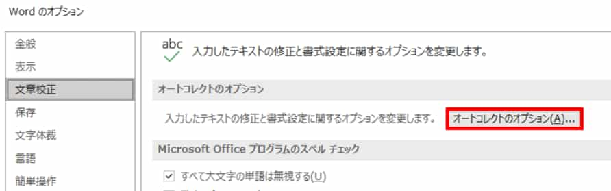 オートコレクトのオプション
