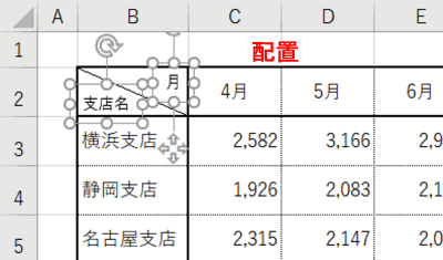 2つのテキストボックスを見出しに配置