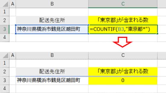 COUNTIFの結果　0