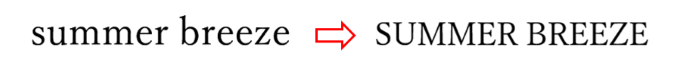 すべて小文字の英単語に小型英大文字を適用したところ