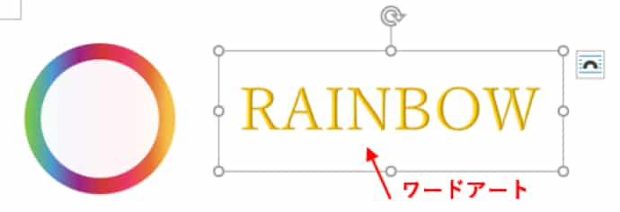 ワードアートにRAINBOWと入力