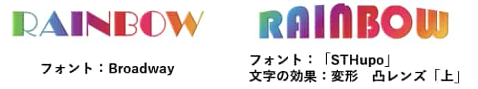 フォント変更と文字の効果を適用した例