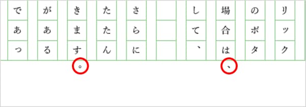 句読点のぶら下げ適用例