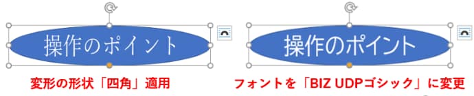 変形四角を適用後フォントを変更