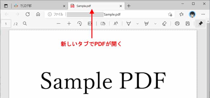 WEBブラウザでPDFが開いたところ