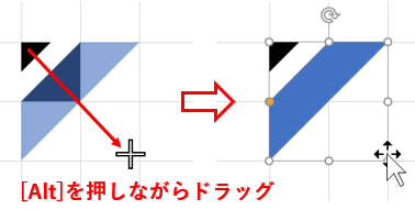 斜め縞をセル4つ分の大きさに描画