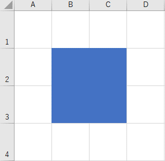 正方形を4つ挿入したところ