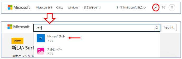 Microsoftストア　検索イメージ