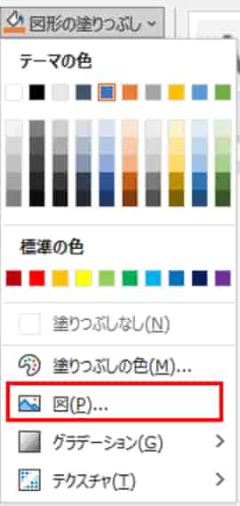 塗りつぶしメニュー　図