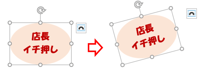 図形の回転で中のテキストも回転した状態