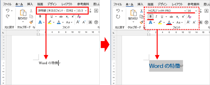 入力した文字列の書式を変更