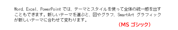 MSゴシックで入力した文章例