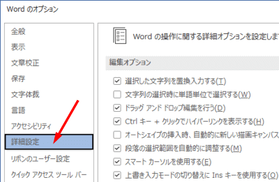 Wordのオプション　詳細設定