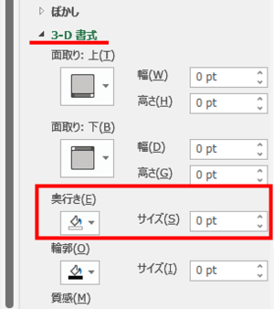 3-D書式　奥行き