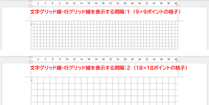 間隔を変更したグリッド線表示例