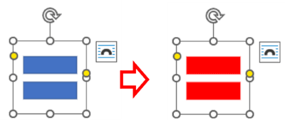 図形の塗りつぶしと枠線の色を赤に変更