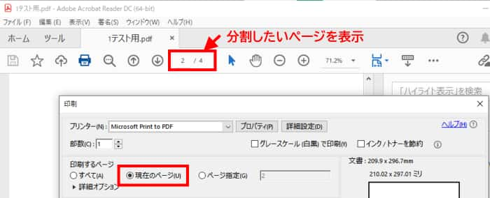 印刷するページ　現在のページ