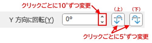 Y方向に回転の各種ボタン