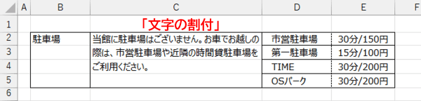 文字の割付を行った結果例