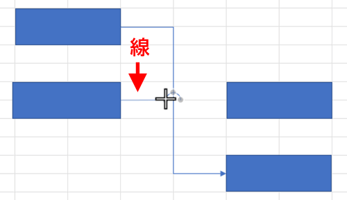 飛び越し線の左側に線を接続