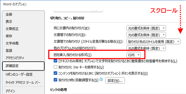 図を挿入　貼り付ける形式