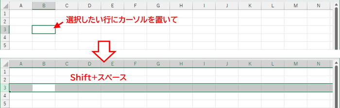 Shift+スペースで行選択