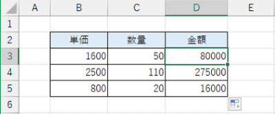 数式の表示オフの状態